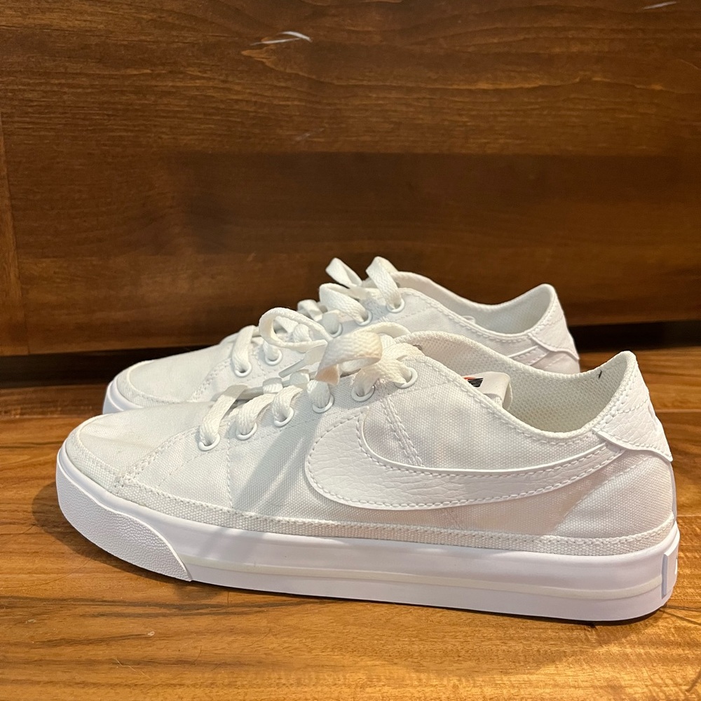 nike court legacy canvas sneakers in triple white